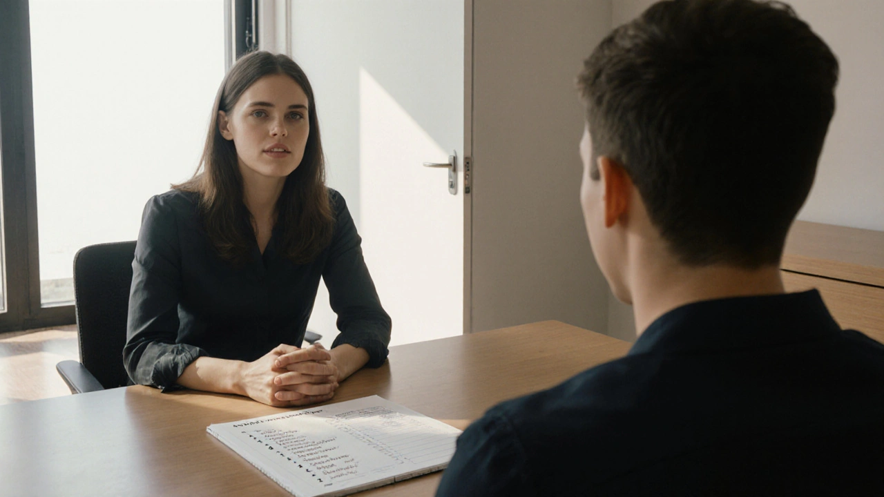 Therapist and client reviewing an exposure hierarchy list during an ERP session.