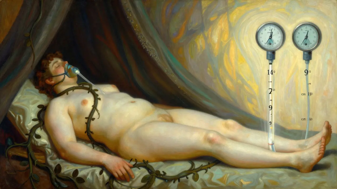 Two contrasting figures: one with obstructed breathing and heavy shadows, the other with clear airway and glowing light after weight loss.